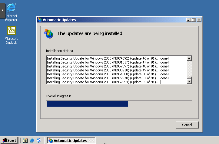 Legacy Updates being performed on Windows 2000